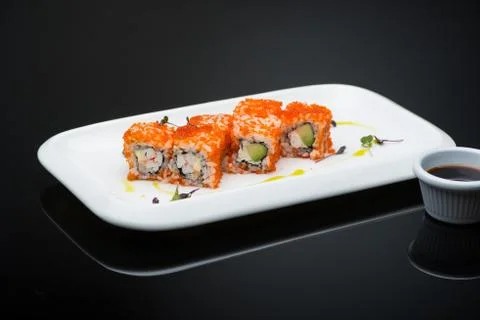 Sushi on a dark background. Stock Photos