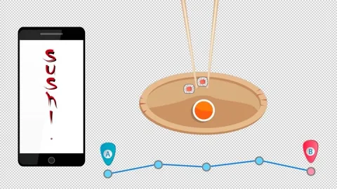 Sushi delivery. Animation on a empty background. Stock Footage 151513275