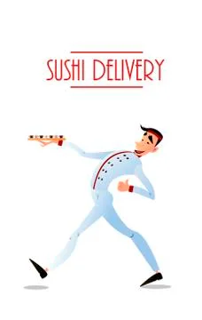 Sushi delivery vector poster. Sushi menu design Stock Illustration