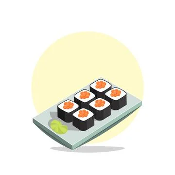 Sushi design element for illustration. flat icon Stock Illustration