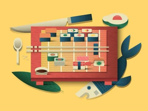 Sushi design flat Stock Illustration