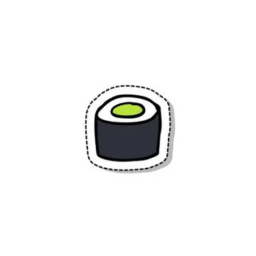 Sushi doodle icon, vector sticker illustration Stock Illustration