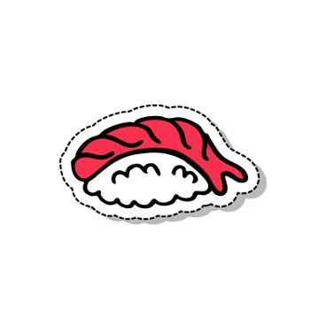 Sushi doodle icon, vector sticker illustration Stock Illustration