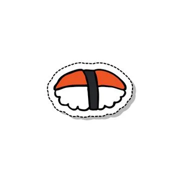 Sushi doodle icon, vector sticker illustration Stock Illustration