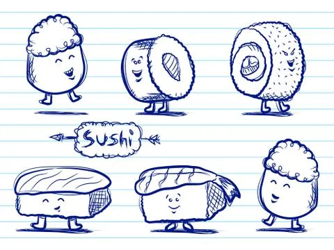 Sushi doodles Stock Illustration