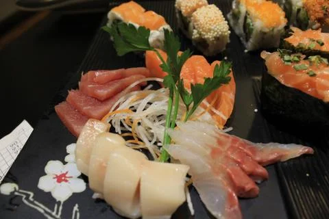 Sushi e sashimi mix Stock Photos