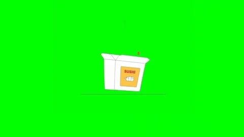 Sushi Falling in Delivery Box and Sealed for Transportation Vídeo Stock 332766166