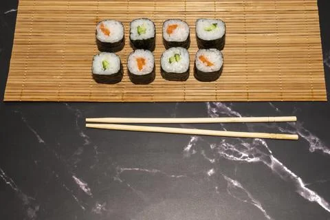 Sushi on a gray background close up Foto stock