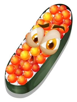 Sushi with grumpy face Stock Illustration