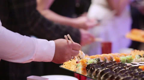 Sushi on holiday reception Stock-Footage 34647716