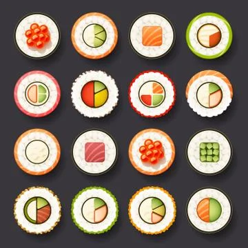 Sushi icon set Stock Illustration