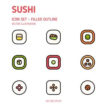 Sushi Icon Set Stock Illustration