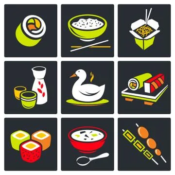 Sushi icons set Stock Illustration