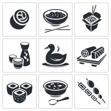 Sushi icons set Stock Illustration
