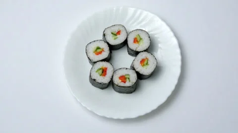 Sushi  isolated on white background Video stock 37055586