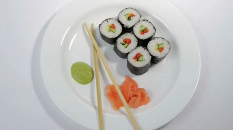 Sushi  isolated on white background Video stock 37096277