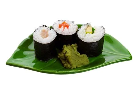 Sushi on a leaf Stock Photos