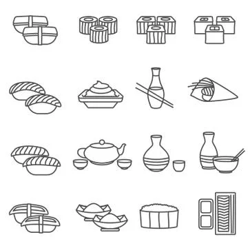 Sushi Line Set Stock Illustration
