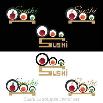 Sushi logotypes vector set Stock Illustration
