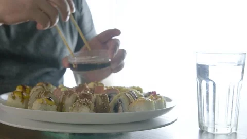 Sushi for lunch. Front view. Stock Footage 204953634