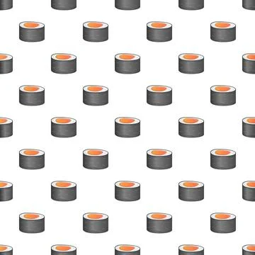 Sushi maki rolls seamless pattern traditional japanese food Stock Illustration