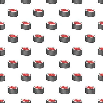 Sushi maki rolls seamless pattern background Stock Illustration
