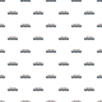 Sushi maki rolls seamless pattern on white background Stock Illustration