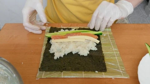 Sushi making process Stock Footage 104884165