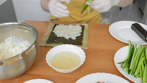 Sushi making process Stock Footage 104884198