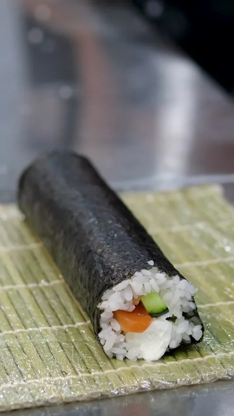 Sushi making process Master class. Step by step Video set male chef makes sushi Stock Footage 282079340