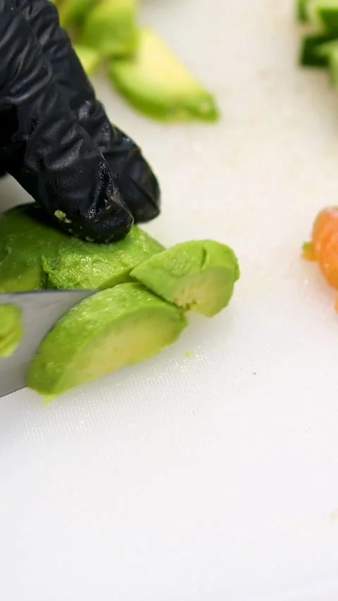 Sushi making process Master class. Step by step Video set male chef makes sushi Stock Footage 282080254