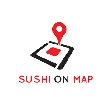 Sushi on map logo Stock Illustration