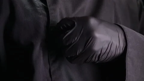 Sushi Master is buttoning the button on his chef's apron Stock Footage 208819607