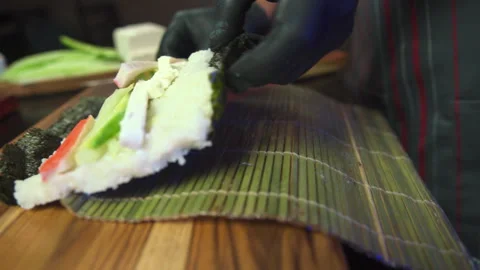 Sushi mat for sushi Stock Footage 280367474