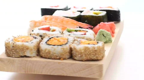 Sushi medium shot seamless loop - HD  Stock Footage 449756