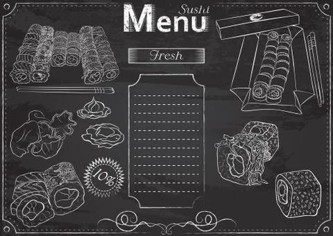 Sushi menu chalk Stock Illustration