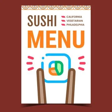 Sushi Menu Creative Promotional Poster Vector Stock Illustration