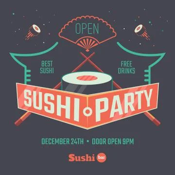 Sushi patry poster Stock Illustration