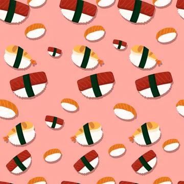 Sushi Pattern Background Vector Stock Illustration