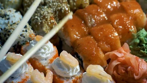 Sushi in Plastic Box Stock Footage