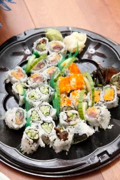 Sushi on a plastic tray Stock-Fotos