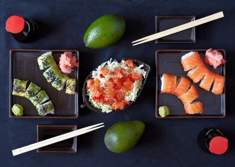 Sushi plate with chopsticks Stock Photos