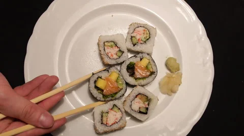 Sushi on plate gone fast Stock Footage 61919165