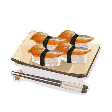 Sushi On Plate Stock Illustration