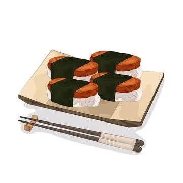 Sushi On Plate Stock Illustration
