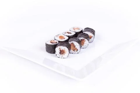 Sushi plate on white background Stock-Fotos