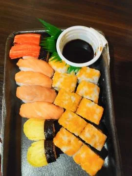 Sushi Platter Scene Foto stock