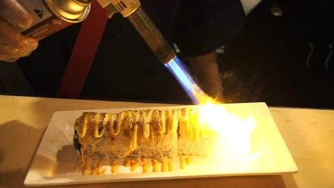 Sushi prepared fire Stock Footage 112662669