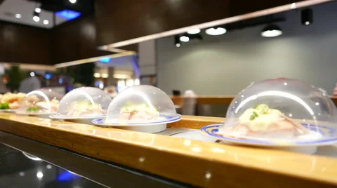 Sushi on Rail Stock Footage 53893804
