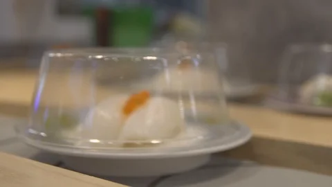 Sushi on rail Stock Footage 89584942